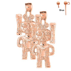 14K or 18K Gold Indian Symbols Earrings