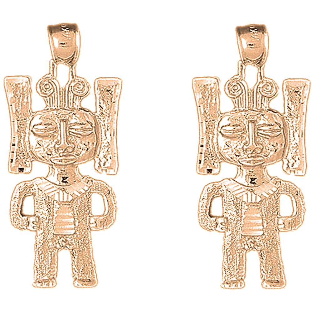 14K or 18K Gold 38mm Indian Symbols Earrings