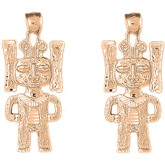 14K or 18K Gold 38mm Indian Symbols Earrings