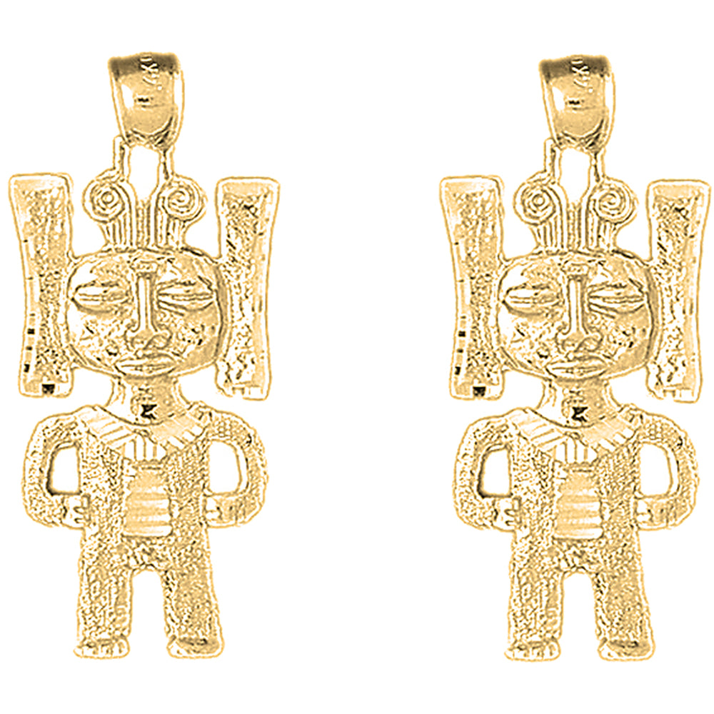 14K or 18K Gold 38mm Indian Symbols Earrings