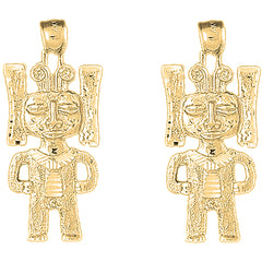 14K or 18K Gold 38mm Indian Symbols Earrings