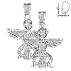 Pendientes de plata de ley con símbolos indios de 28 mm (chapados en oro blanco o amarillo)