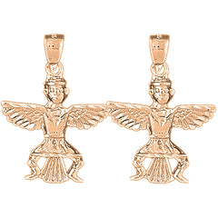 14K or 18K Gold 28mm Indian Symbols Earrings