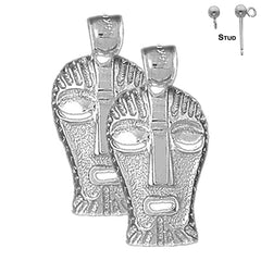 Pendientes de plata de ley con símbolos indios de 27 mm (chapados en oro blanco o amarillo)