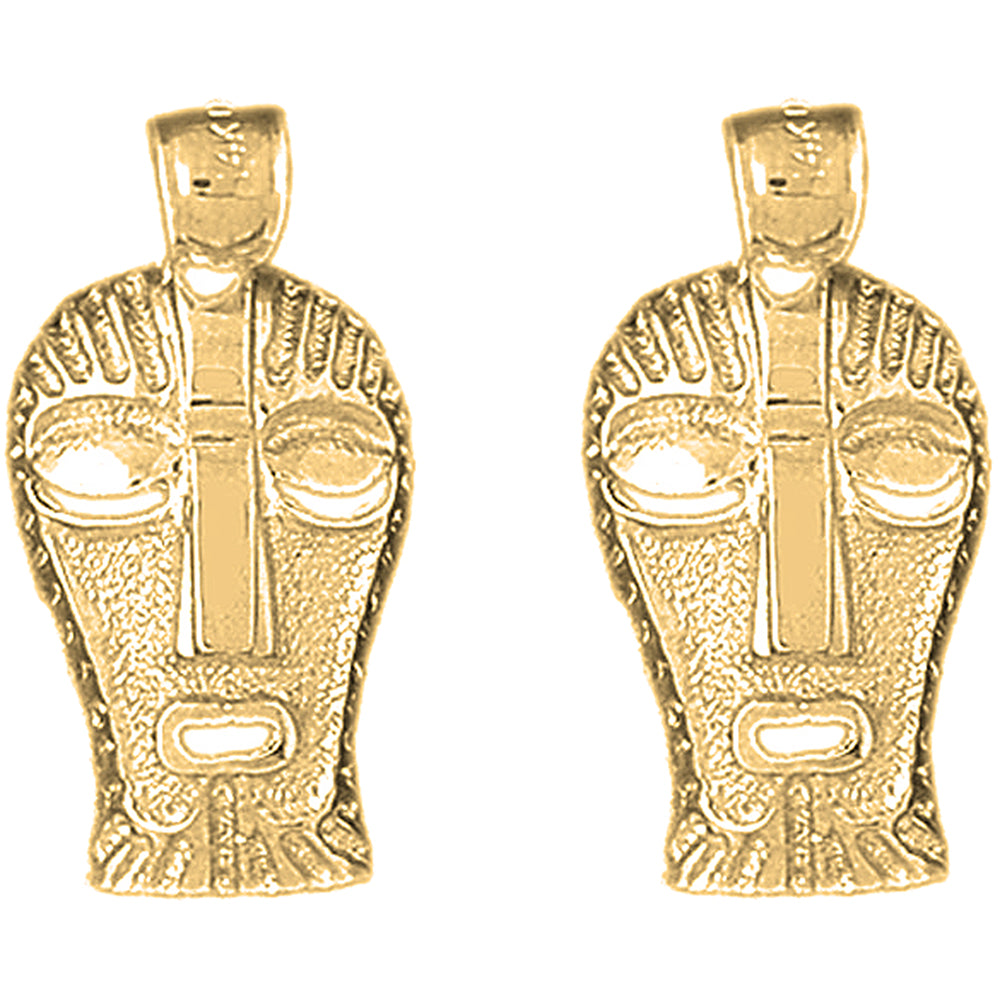 Yellow Gold-plated Silver 27mm Indian Symbols Earrings