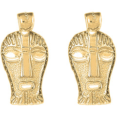 14K or 18K Gold 27mm Indian Symbols Earrings