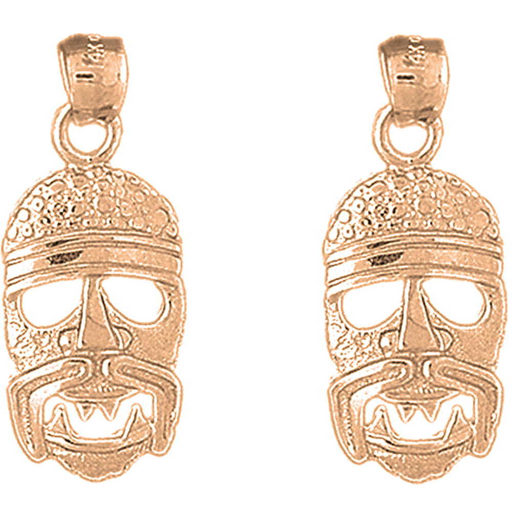 14K or 18K Gold 32mm Indian Symbols Earrings