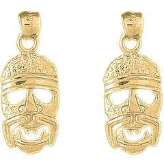 14K or 18K Gold 32mm Indian Symbols Earrings
