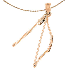 Colgante de arco y flecha 3D de oro de 14 quilates o 18 quilates