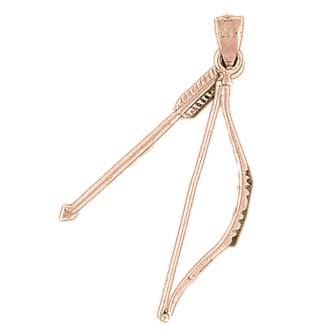 14K or 18K Gold 3D Bow & Arrow Pendant