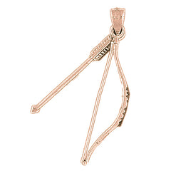 14K or 18K Gold 3D Bow & Arrow Pendant