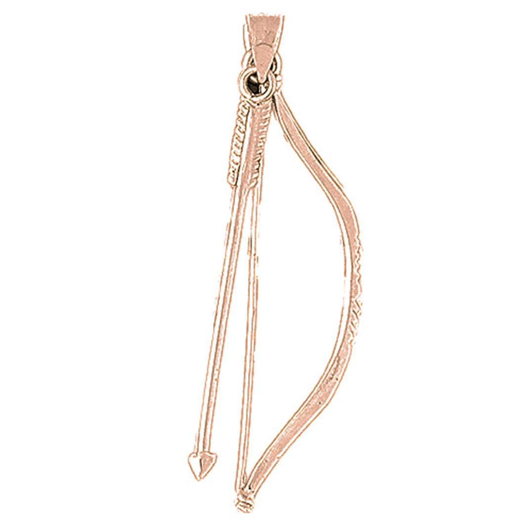10K, 14K or 18K Gold 3D Bow & Arrow Pendant
