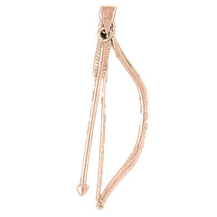 10K, 14K or 18K Gold 3D Bow & Arrow Pendant
