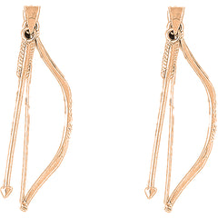 14K or 18K Gold 50mm 3D Bow & Arrow Earrings