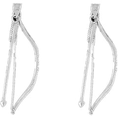 14K or 18K Gold 50mm 3D Bow & Arrow Earrings