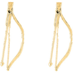 Yellow Gold-plated Silver 50mm 3D Bow & Arrow Earrings