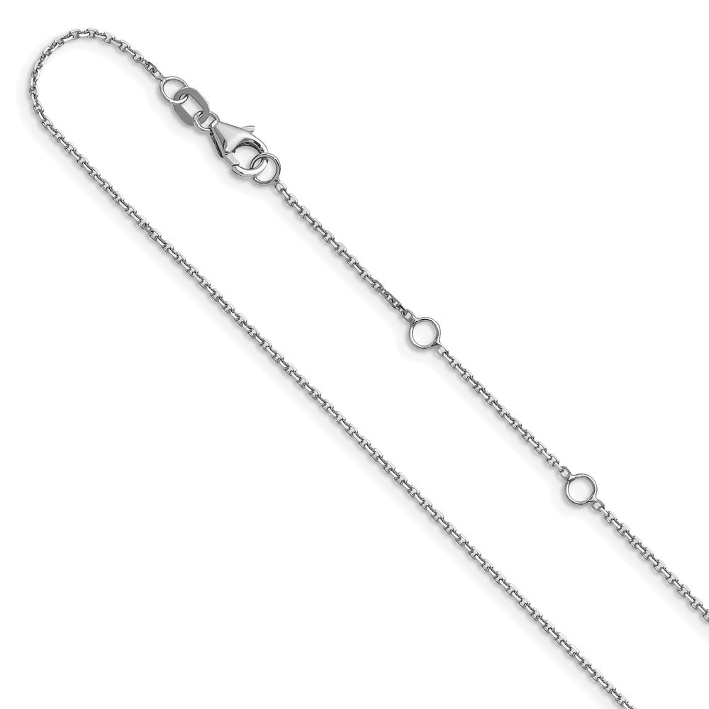 10K White Gold 1.05mm Diamond-cut Cable 1in+1in Adjustable Chain