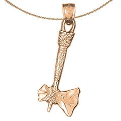 3D-Axt-Anhänger aus 10 Karat, 14 Karat oder 18 Karat Gold