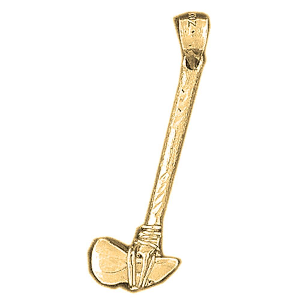 10K, 14K or 18K Gold 3D Ax Pendant
