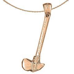 Colgante de hacha 3D de oro de 10 quilates, 14 quilates o 18 quilates