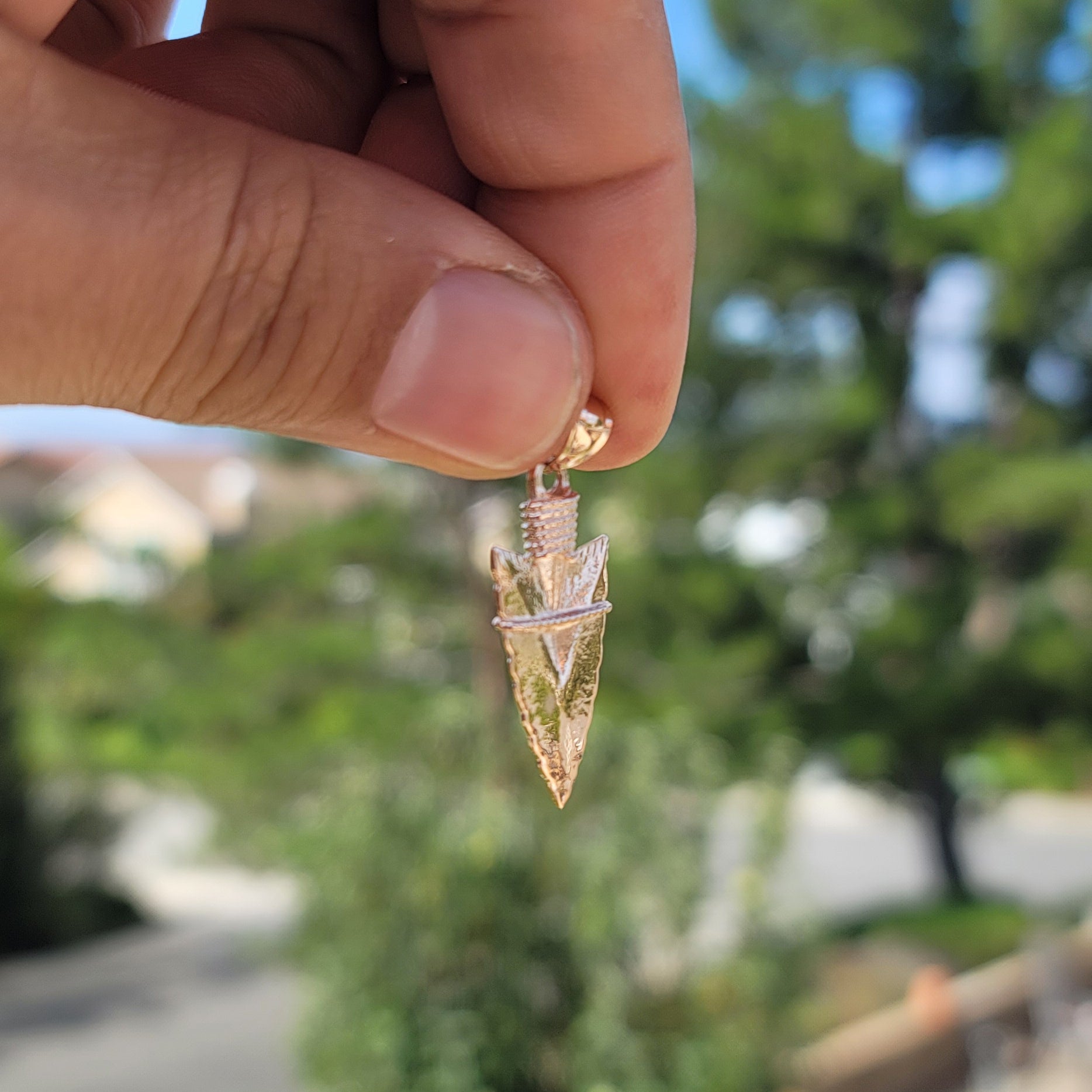 10K, 14K or 18K Gold 3D Arrowhead Pendant