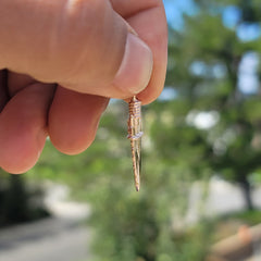 10K, 14K or 18K Gold 3D Arrowhead Pendant