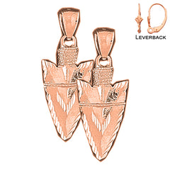 14K or 18K Gold 3D Arrowhead Earrings