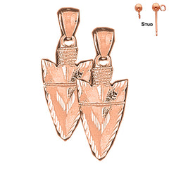 14K or 18K Gold 3D Arrowhead Earrings