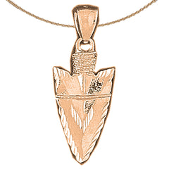 10K, 14K or 18K Gold 3D Arrowhead Pendant