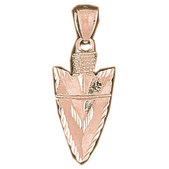 10K, 14K or 18K Gold 3D Arrowhead Pendant