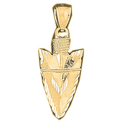 10K, 14K or 18K Gold 3D Arrowhead Pendant
