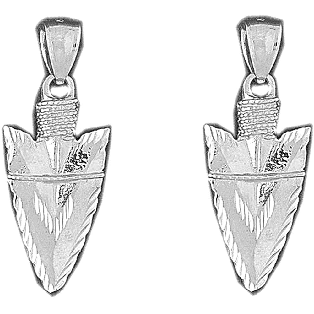 14K or 18K Gold 37mm 3D Arrowhead Earrings