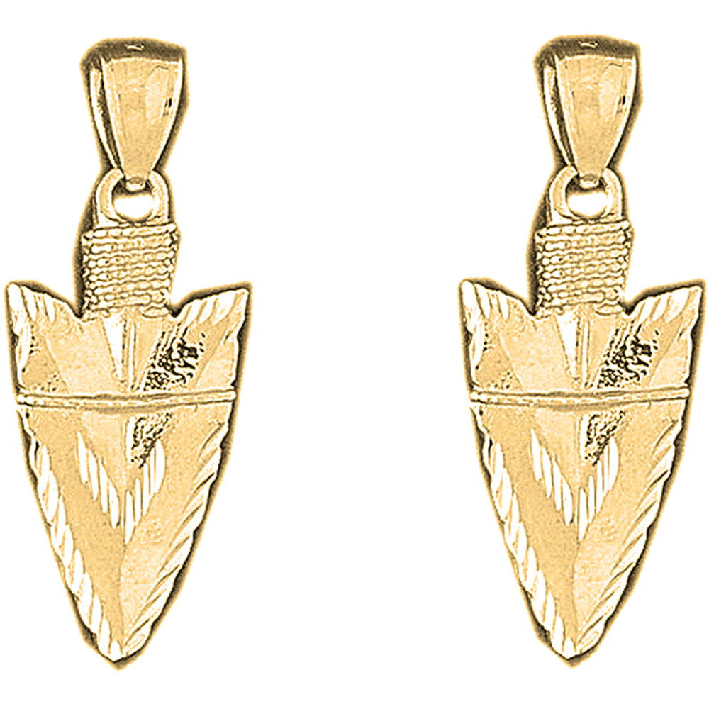 Yellow Gold-plated Silver 37mm 3D Arrowhead Earrings
