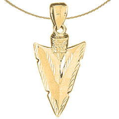 10K, 14K or 18K Gold Arrowhead Pendant