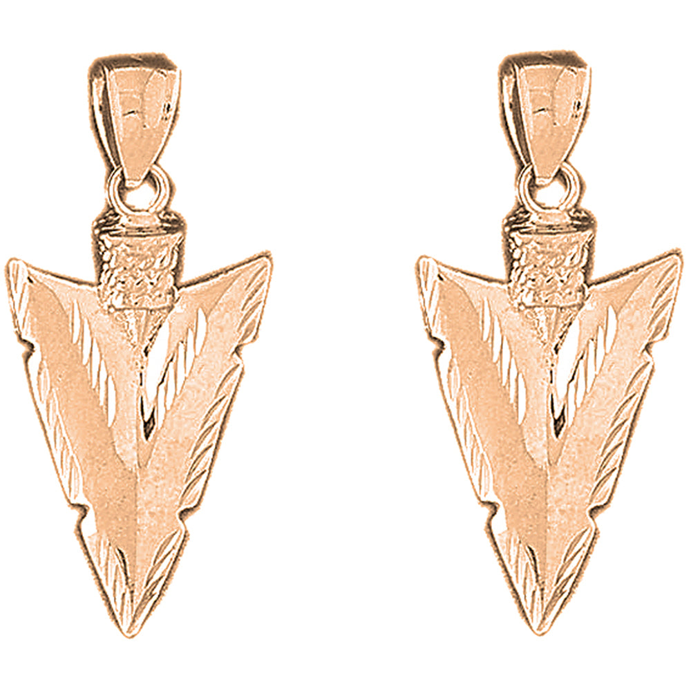 14K or 18K Gold 38mm Arrowhead Earrings