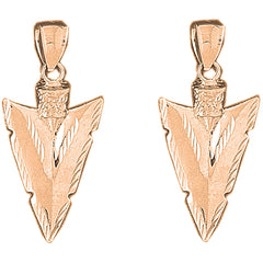 14K or 18K Gold 38mm Arrowhead Earrings