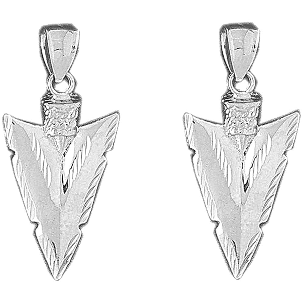 Sterling Silver 38mm Arrowhead Earrings