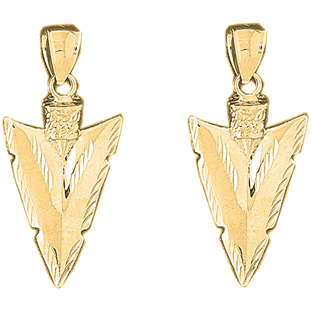 14K or 18K Gold 38mm Arrowhead Earrings
