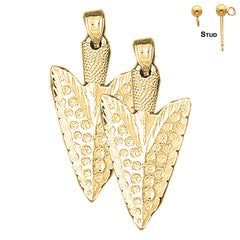 14K or 18K Gold 3D Arrowhead Earrings