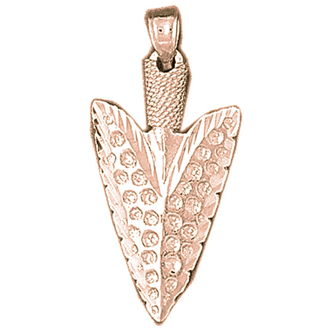 10K, 14K or 18K Gold 3D Arrowhead Pendant