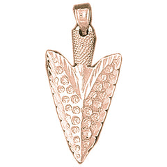 10K, 14K or 18K Gold 3D Arrowhead Pendant