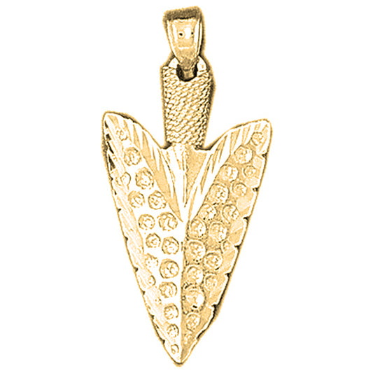10K, 14K or 18K Gold 3D Arrowhead Pendant