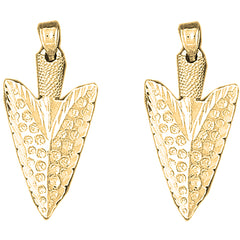 14K or 18K Gold 31mm 3D Arrowhead Earrings