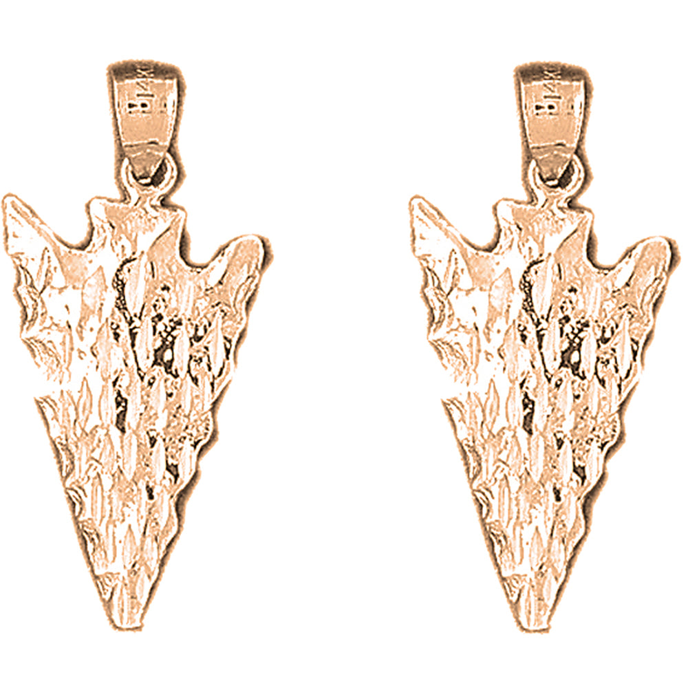 14K or 18K Gold 32mm Arrowhead Earrings