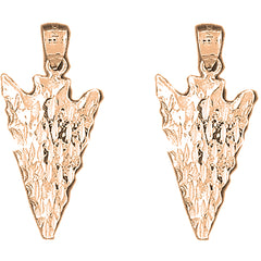 14K or 18K Gold 32mm Arrowhead Earrings