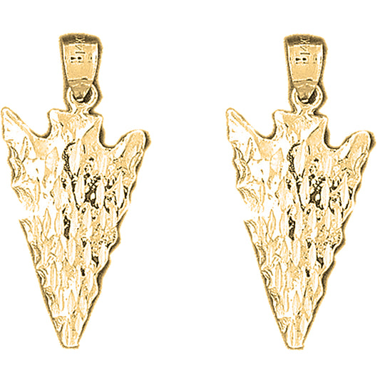 14K or 18K Gold 32mm Arrowhead Earrings