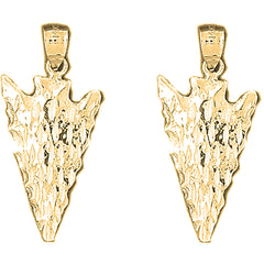 14K or 18K Gold 32mm Arrowhead Earrings