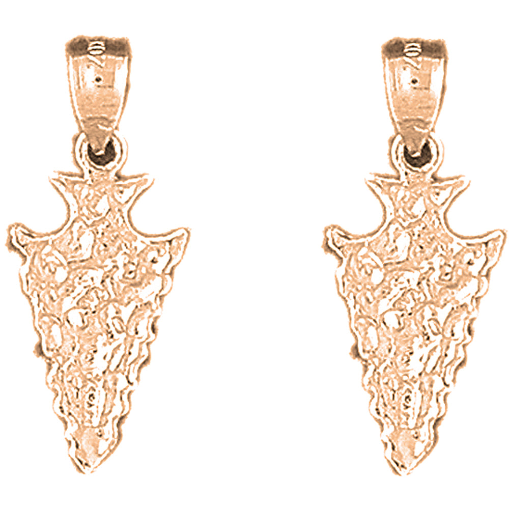 14K or 18K Gold 26mm Arrowhead Earrings