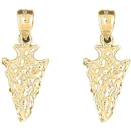 14K or 18K Gold 26mm Arrowhead Earrings