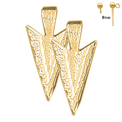 Sterling Silver 20mm Arrowhead Earrings (White or Yellow Gold Plated)